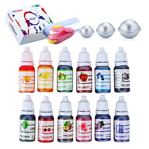 Soap dye and bath bomb molds -bundle of 12 liquid colorant (10ml)…