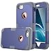 LONTECT Hybrid Heavy Duty Shockproof Full-Body Protective Case with Dual Layer Hard PC+ Soft Silicone Impact Protection for Apple iPhone 7, Royal Blue/Grey