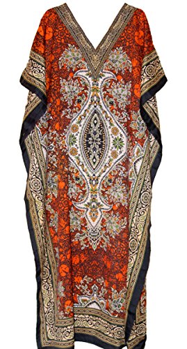 THEBLUEEVE Women's New Free Size Kaftan Dress Tunic Long Maxi Kimono Caftan Drawstring Gown Nightdress Beach Party Casual Dress