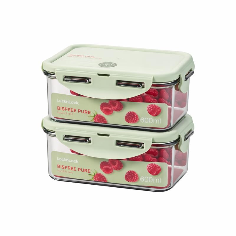 Image of LocknLock 600ml Food Storage Containers (Pack of 2) | Airtight, Leakproof, BPA-Free Plastic Boxes | Stackable Kitchen Containers for Lunch, Fridge & Pantry Storage