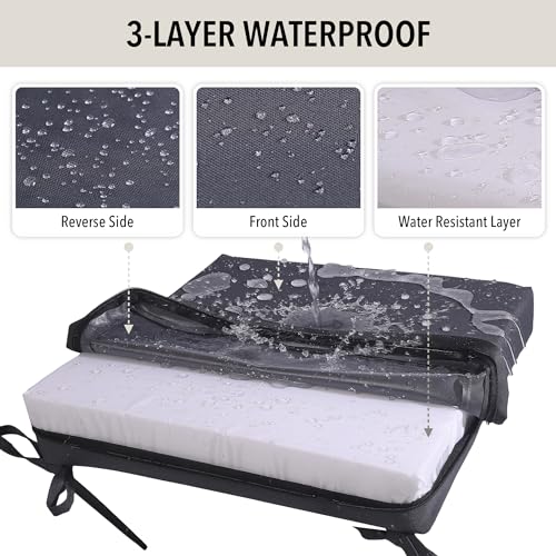 Tromlycs Outdoor Cushions for Patio Furniture Chair Cushions Set of 2 Seat 19x19 Inch Waterproof Outside Square with Ties Dark Grey - Thumbnail 2