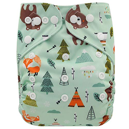 Baby Stoffwindel waschbar Windelhose Babywindel Größe Verstellbar Wiederverwendbar (Fuchs&Bär) Cover
