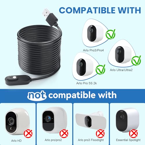 Cable magnético de 10 pies soluciona la descarga de batería en Arlo Pro 4 y Ultra 4