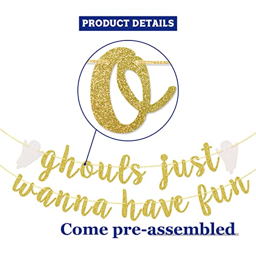 Ghouls Just Wanna Have Fun Banner, Halloween Bachelorette Party Decoration, Halloween Girl's Night Decor (Gold Glitter) #TOP3