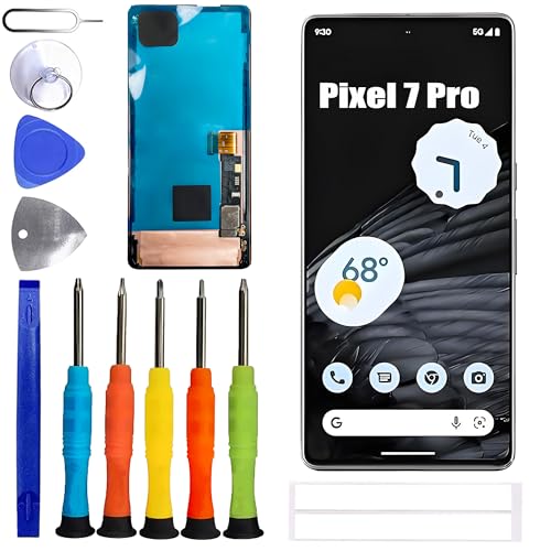 ERYNK OLED Display [with Frame] [with Fingerprint Function] [with Bracket] Compatible with Google Pixel 7 Pro [6.7 inch] Screen Touch Digitizer Assembly LCD Display with Repair kit