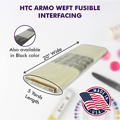 Superpunch Armo Weft HTC88002 Interlining/Interfacing - 20 Inches Wide, Medium Weight Woven Iron On Fleece Fusible Interface for Sewing, Polyester, Rayon, Sold in 5 Yard Package, Made in USA (White) - Thumbnail 2
