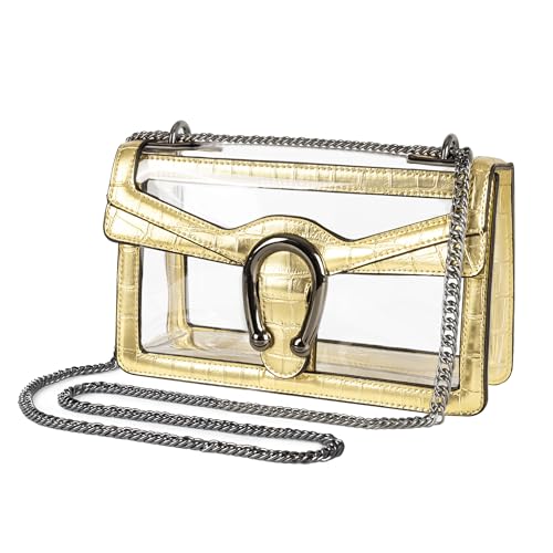 Image of Joryin Women's Stadium Approved Crossbody Bag for Women, Small Clear Bag Shoudler Purse with Chain Strap