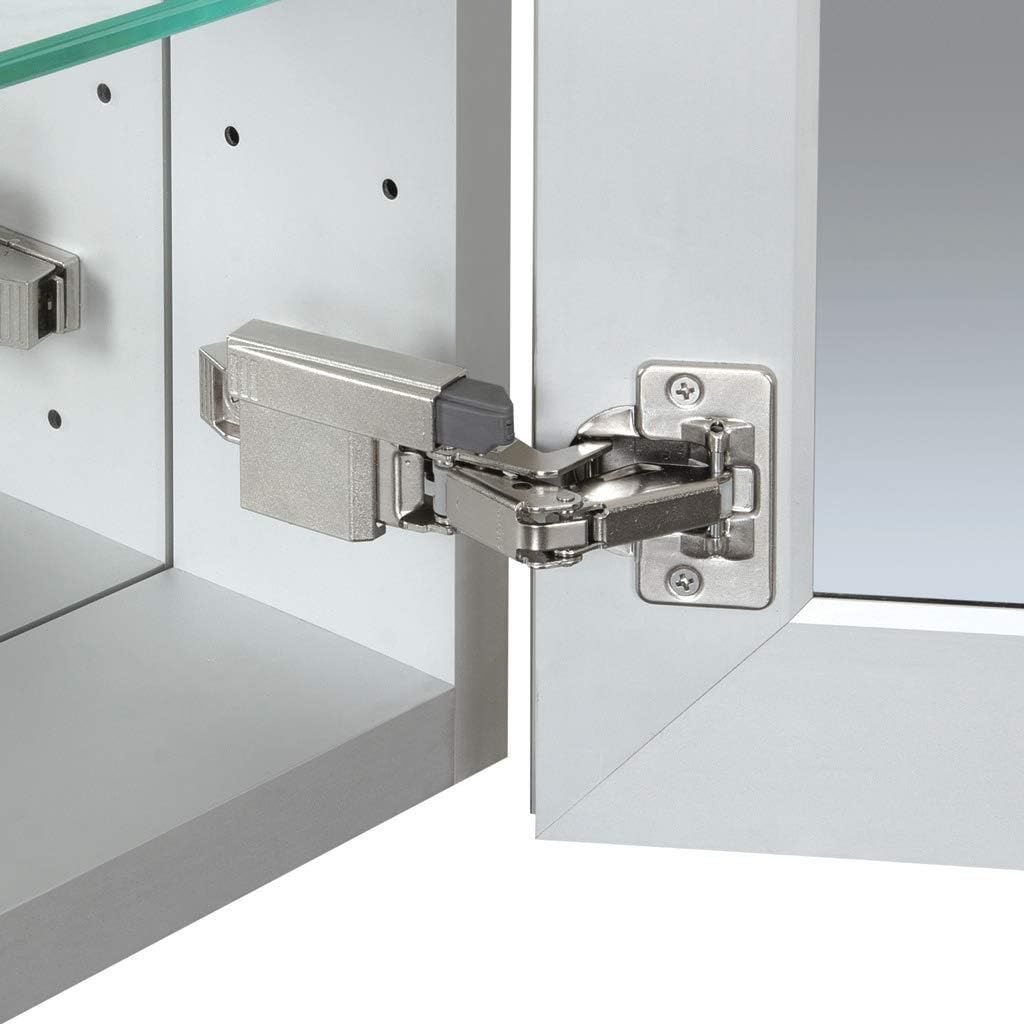 Fеаturеd Prоduсt B&C 30x26Aluminum Medicine Cabinet with Mirror|Color Satin|Bathroom Mirror Cabinet with Adjustable Glass Shelves|Storage Cabinet for Bathroom Recessed or Surface Mounting