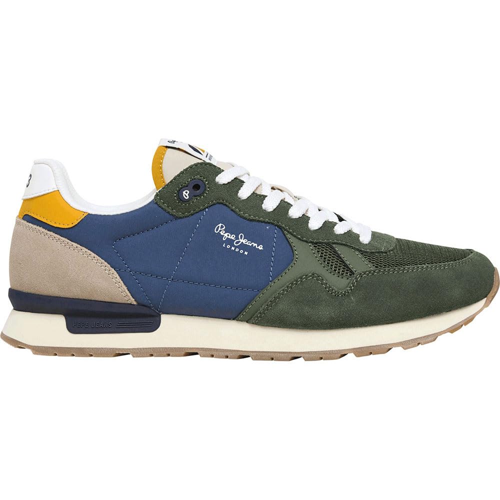 Pepe Jeans Men's BRIT Camp M Sneak, Green Olivine Green, 11 UK