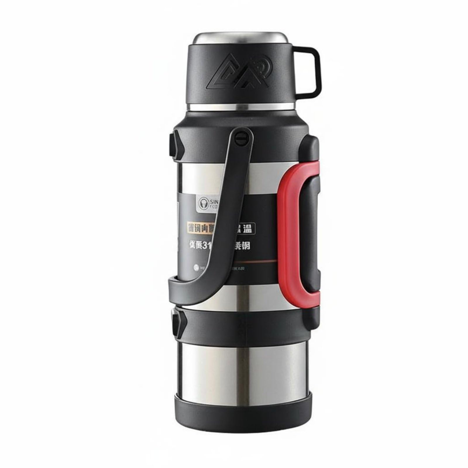 Botella Térmica de Gran Capacidad Sin Sabor Metálico Termo de Gran Capacidad Bocncha Jarrislante con Asa para Excursionistas, Viajeros, Color Acero Original, 2000ml