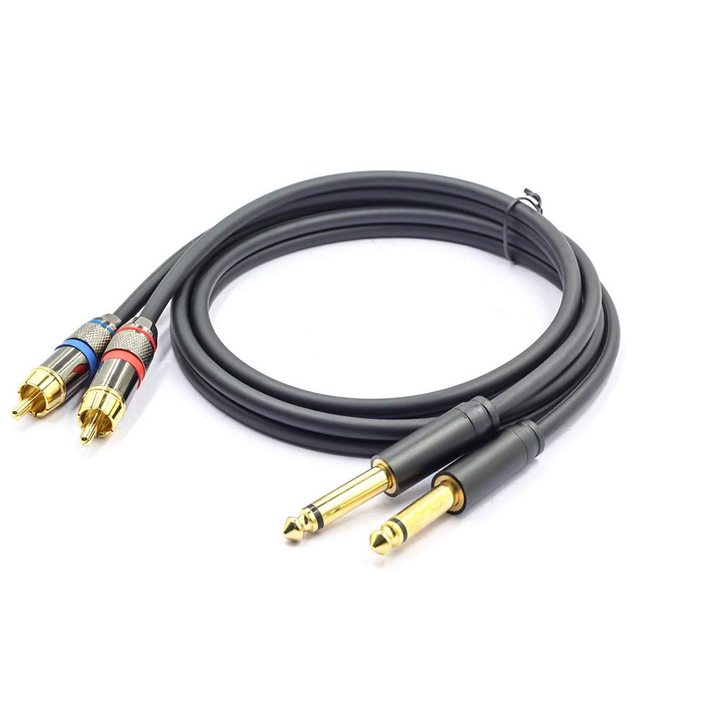 Cavo Audio Da 6,35 Mm TS A Doppio RCA Maschio – 1,5 Metri – Per Mixer, Amplificatori E DJ – OFC Schermato - 2