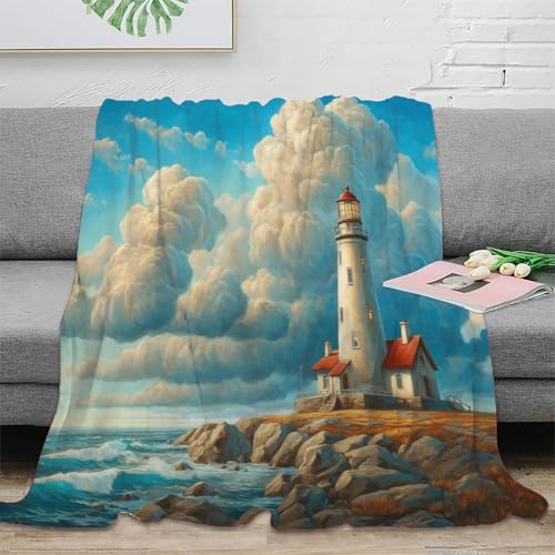 Plat plaid microfibre douce à motif imprimé 3D coastal scène d'évasion maritime chic - 2