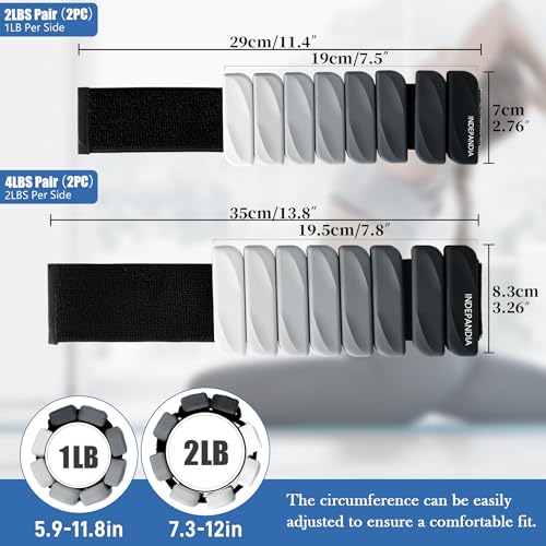 INDEPANDIA Wrist & Ankle Weights for Women and Men, 4lbs Pair Adjustable Silicone Weighted Bangles for Arm & Leg Workouts, Perfect for Pilates, Yoga, Walking & Home Fitness Training Gradient Black by INDEPANDIA - Image 7