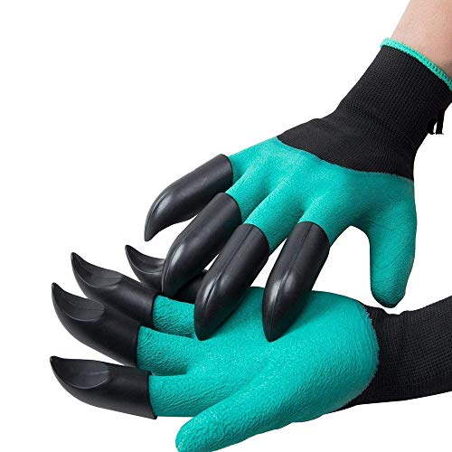 KOBWA Claw Garden Glove Gardening Genie Gloves for Kids Women Men, 1 Pair Waterproof Thornproof Viridescent Clawed Glove Tool for Planting Digging Weeding Seeding