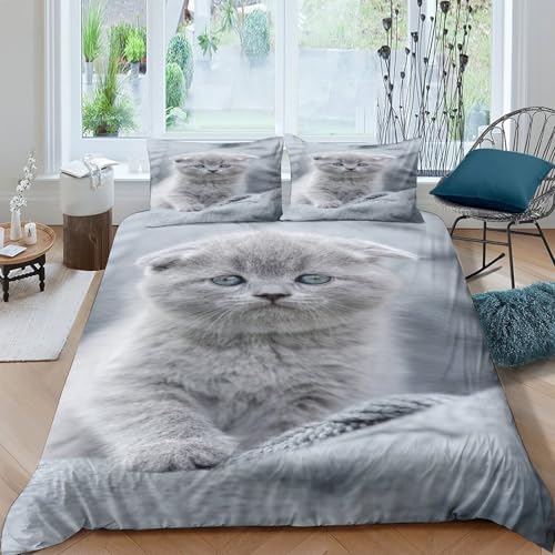 Housse de couette microfibre résistant lit simple ado gris fermeture éclair