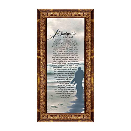 Crossroads Home Décor Footprints In The Sand Inspirational Wall Art - Christian Gift For Men & Women - Baptism Wedding Sympathy Religious Occasion - 7703R #TOP1