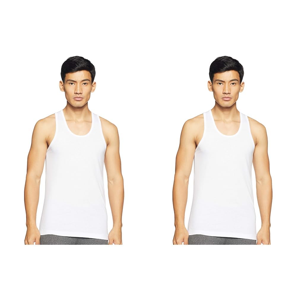 van heusen Men Skinny Fit Vest - 100% Combed Cotton - Anti Bacterial, Moisture Wicking, Soft Handfeel_10071_White_Medium (Pack of 2)-picture-39