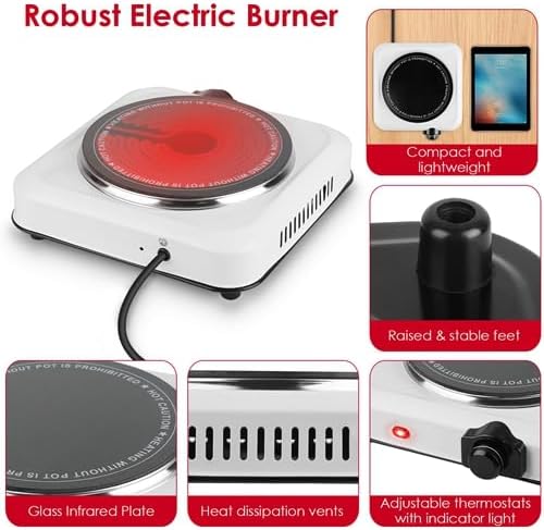 Estufa Eléctrica Radiante de 1 Puesto 7.5 Pulgadas 110V miniatura 8