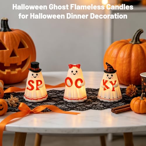 Image of Wondise Spooky Ghost Halloween Flameless Candles with 6hrs Timer
