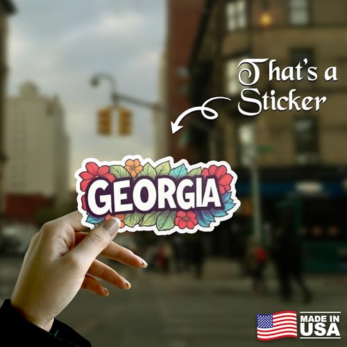 Image of Georgia State Sticker - USA States Vinyl Decal 5 Inch, Waterproof Georgia Map Sticker for Car Bumper, Laptop, Truck, Wall