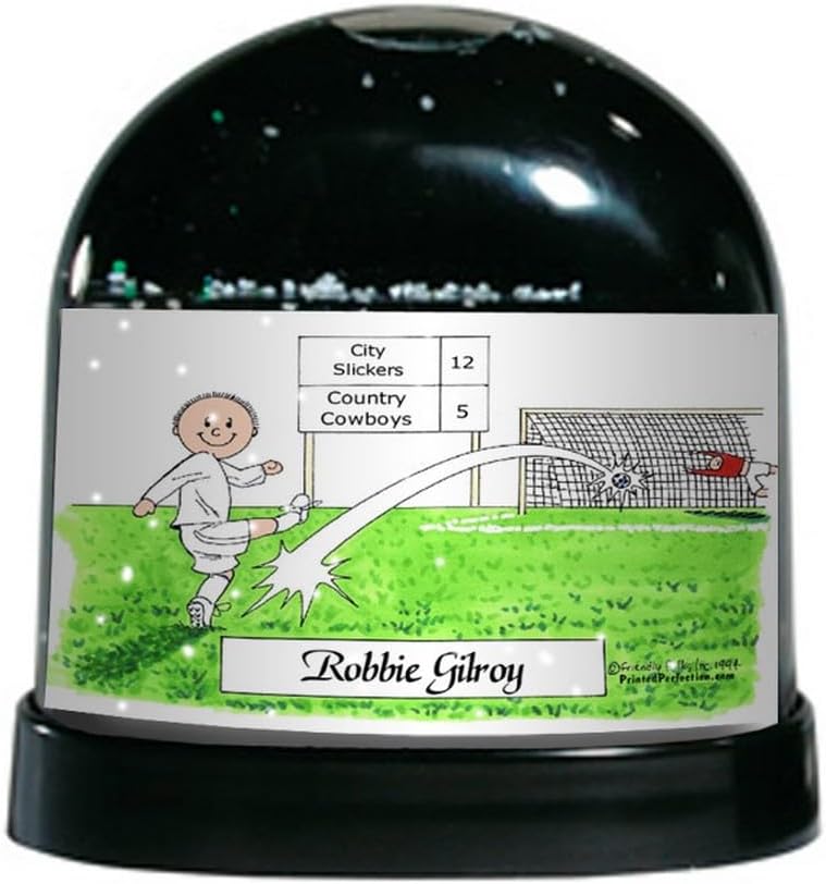 PrintedPerfection.com Personalized Soccer Player - Male, White Uniform Snow Globe Gift