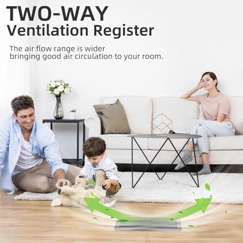 2 Pack Floor Vent Covers 4x14, Easy Adjust Air Supply Lever Grey Floor Registers, Heavy Duty Steel Vent Covers for Home Office Floor Vents,Rust Proof Finish, Grey by Flowild - Used condition - Image 5
