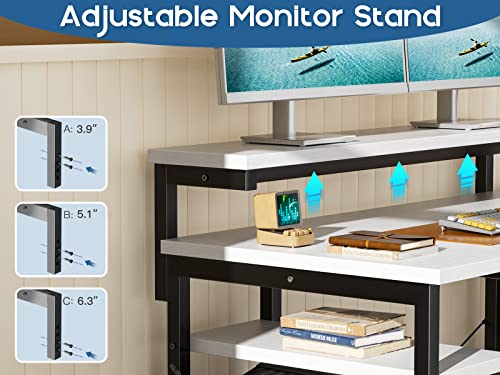 Odk L Shaped Computer Desk, 54" Reversible L Shaped Desk, Corner Computer Desk With Storage Shelves & Monitor Stand, Home Office Desk, Gaming Desk, Corner Desk, Writing Desk, White #TOP6