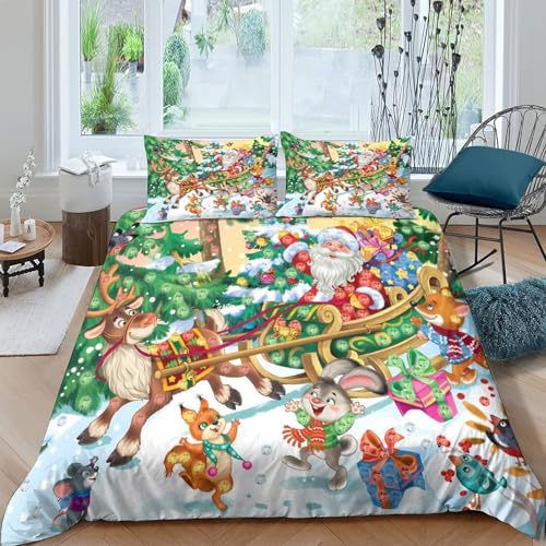 Housse de couette Noël hypoallergénique zippée pour lit simple