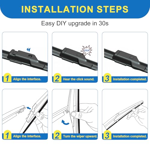 HRSNO® Wiper Blades:3-Pack Windshield Wipers for Toyota Sequoia 2023-2025-All-Season Beam Design-Quiet Streak-Free-Exact Fit Replacement for Toyota Cars (24"/24"/10") by HRSNO - Used condition - Image 6