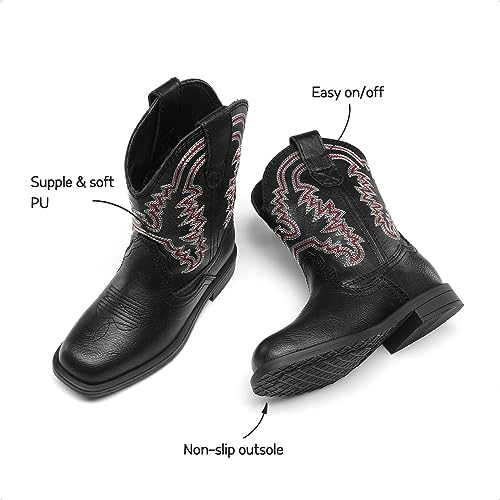 image for DREAM PAIRS Toddler Little Boys Girls Cowboy Boots Kids Western Square
