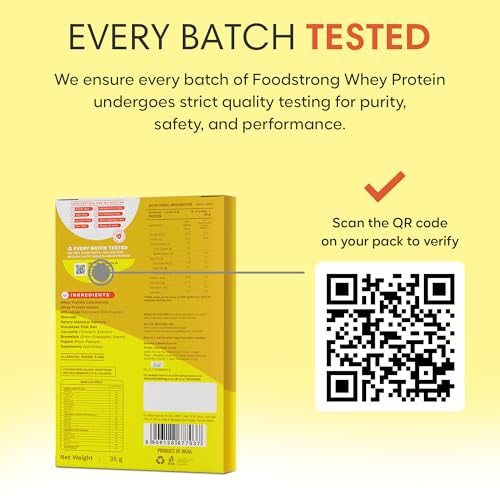 Image of Foodstrong Whey Protein Powder (Concentrate + Isolate), 100% Hormone Free Grass-Fed Whey, 24G Protein & 6.6G BCAA, Malai Kulfi, With Turmeric & Digestive Enzymes, 35G