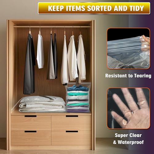 Extra Large 5 Gallon Zippered Plastic Bags for Storage- 18\'\' x 24\'\', Ideal for Clothes Clothing, Travel, Moving, 2-mil Thick Clear Plastic, 10 pack - Thumbnail 6