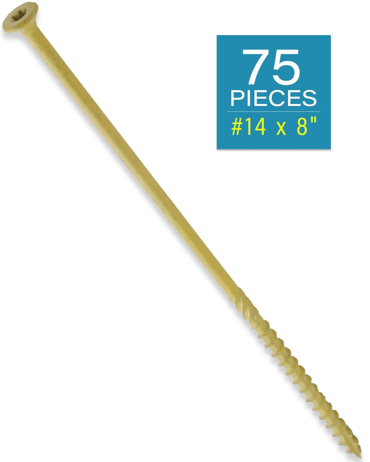 IMScrews #14 x 8 viti lunghe per legno – acciaio al carbonio, resistenti alla ruggine, viti per terrazze esterne, confezione da 75