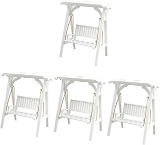 ibasenice 4pcs Dollhouse Swing Swing for Kids Swing Chair for Kids Hamster Swing Miniature Wooden Swing Fairy Gardens Statue Tiny Swing Toys Tiny Swing Figurine Doll Swing Toy DIY Mini Swing
