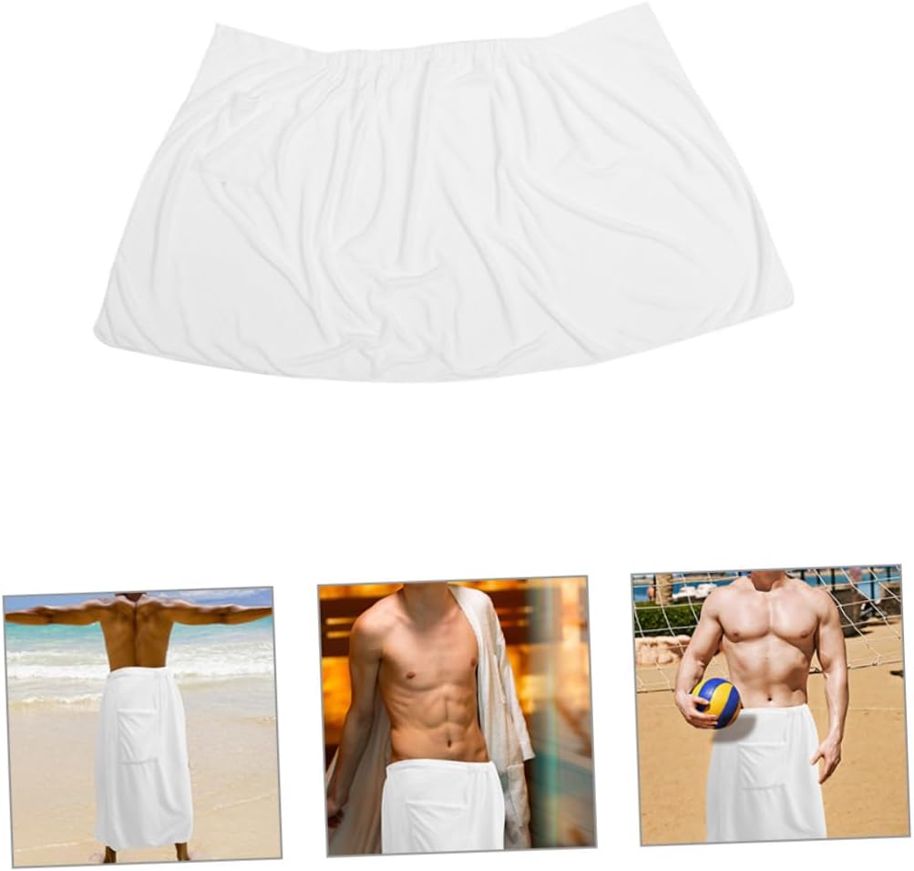 MAGICLULU Comfortable Bath Towel Wrap for Men Soft Fleece Body Towel with Button Closure Lightweight Portable Shower Wrap for Travel Beach Spa and Sauna