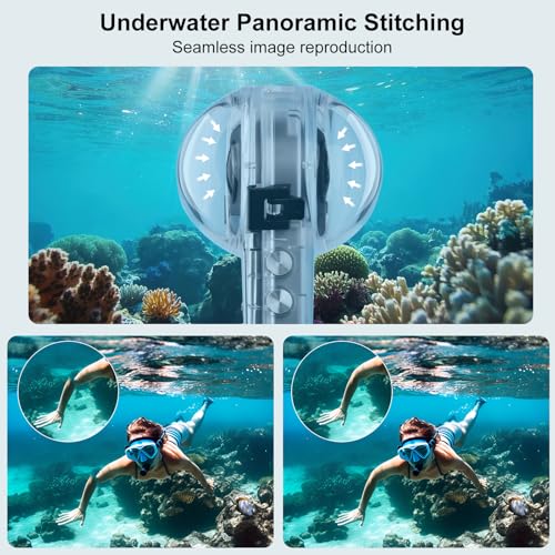 60M/196FT Invisible Diving Case for Insta360 X5 Underwater Waterproof Case Housing Shell for Insta 360 x5 Action Camera Protective Cover Accessories for Diving Surfing Swimming Skiing