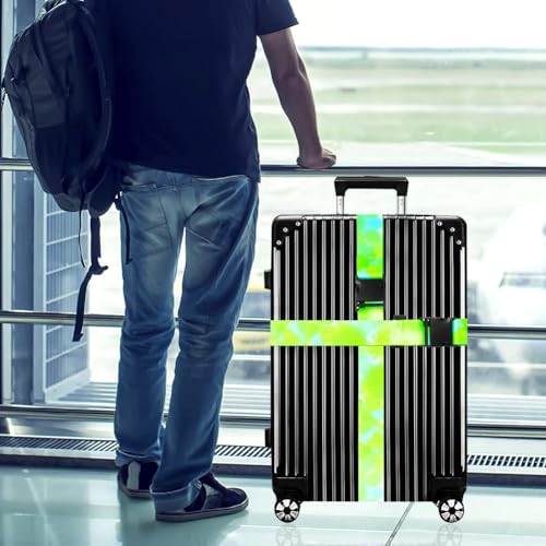 Image of Luggage Straps for Suitcases TSA Approved-2 Pack Bright Personalized Luggage Belt Strap for Suitcase /Carry On Bag Luggage Accessories for Travel (Watercolor-Green)