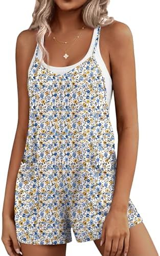 Ekouaer Rompers for Women Summer Casual Sleeveless Short Overalls...