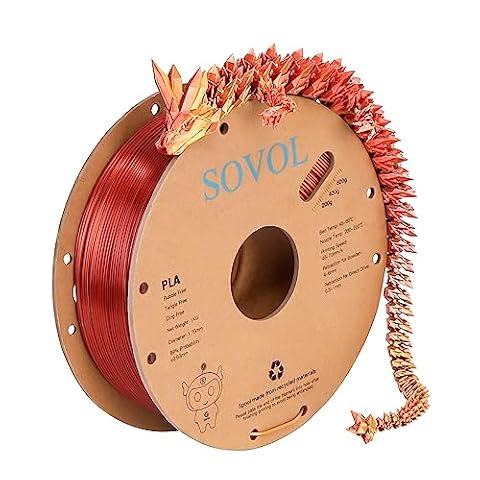 Sovol PLA Filament Silk Tri Color Co-Extrusion 1.75mm, 3D Printer Filament 1kg/ 2.2lbs, Shiny Silk Gold Silver Bronze 3 in 1 Coextrusion PLA Material +/-0.03mm