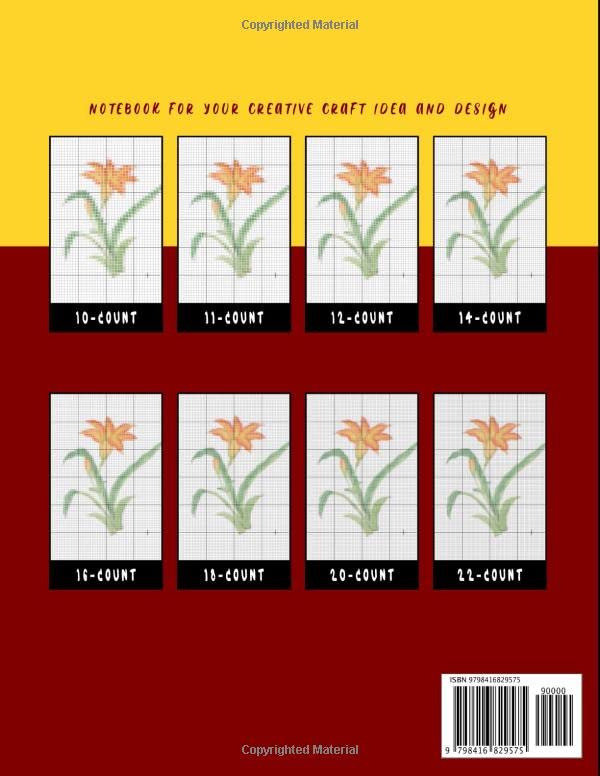 Cross stitch graph paper 10, 14, 16 and 18 count, 100 pages: Various line count per inch, design sheets to create embroidery pattern and craft idea - Image 2