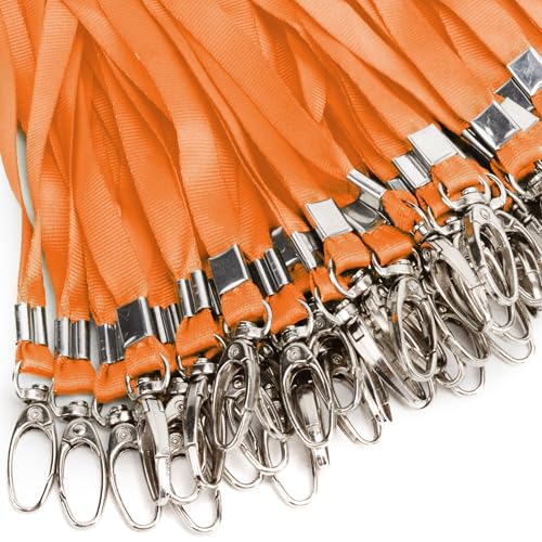 Antspirit 50 Stück 45 cm orange Bulk-Verbindungsmittel für Erkennungszeichen, Nylonhalsflach-Abzugslenker-Schwenkclips, dauerhaft gewebte Schlüsselbänder mit Clip für Schlüsselketten
