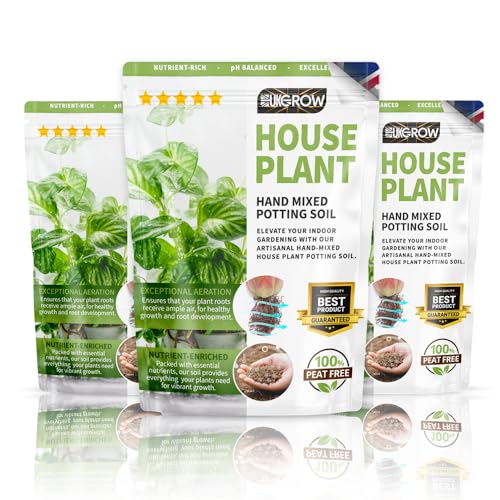 UKGROW Hand-Mixed Houseplant Soil | 1L Resealable Bag | Peat-Free with Coco Coir, Perlite & More | Pest-Free for Perfect Repotting