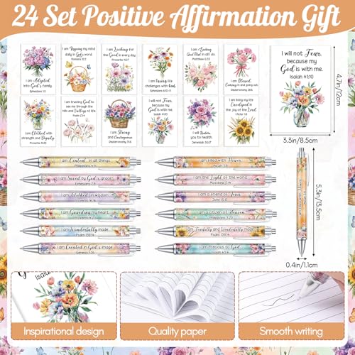 Image of Mooliwe 48 Pcs Positive Affirmation Gift Set Gratitude Notebooks with Pens Small Bags Motivational Encouragement Notepads Daily Affirmations Journal for Women Stress Relief Self Care (Christian)