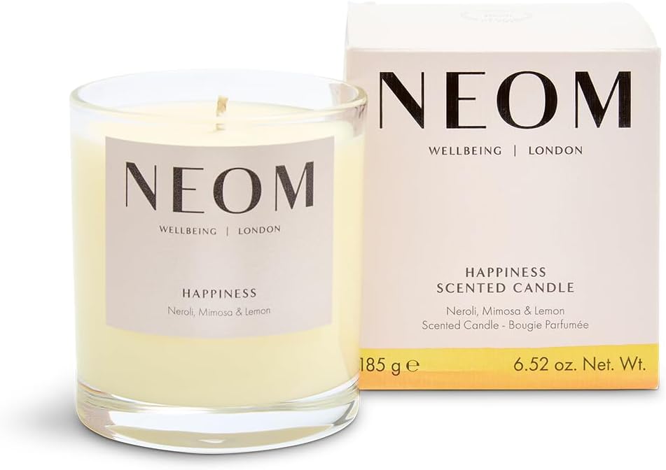 Happiness Scented Candle, 1 Wick | Essential Oil Aromatherapy Candle | Neroli, Mimosa & Lemon | Scent to Make You Happy