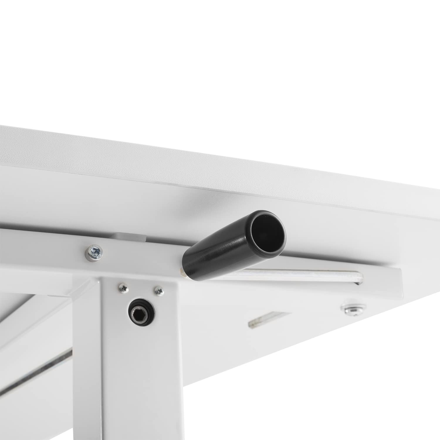 ER-401 Sitz-Steh-Schreibtisch Manuell Höhenverstellbarer Bürotisch Ergonomischer Tisch max. 117cm Belastbar bis 40kg (Weiße Farbe)