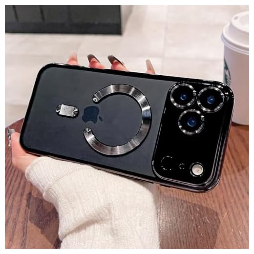 Magnetic Phone Case, Anti-Slip Edge Strip, for iPhone 17 & 16, Transparent Anti-Scratch Phone Case/Black-17 Pro Max