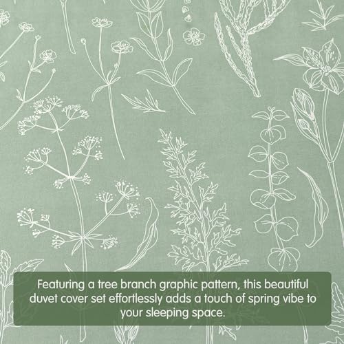 Lekesky Saga Green Duvet Cover King, 3 Pieces Floral Microfiber King Duvet Cover Bedding Set with 2 Pillowcases (Green, King (104" x 90")) by Lekesky - Image 7