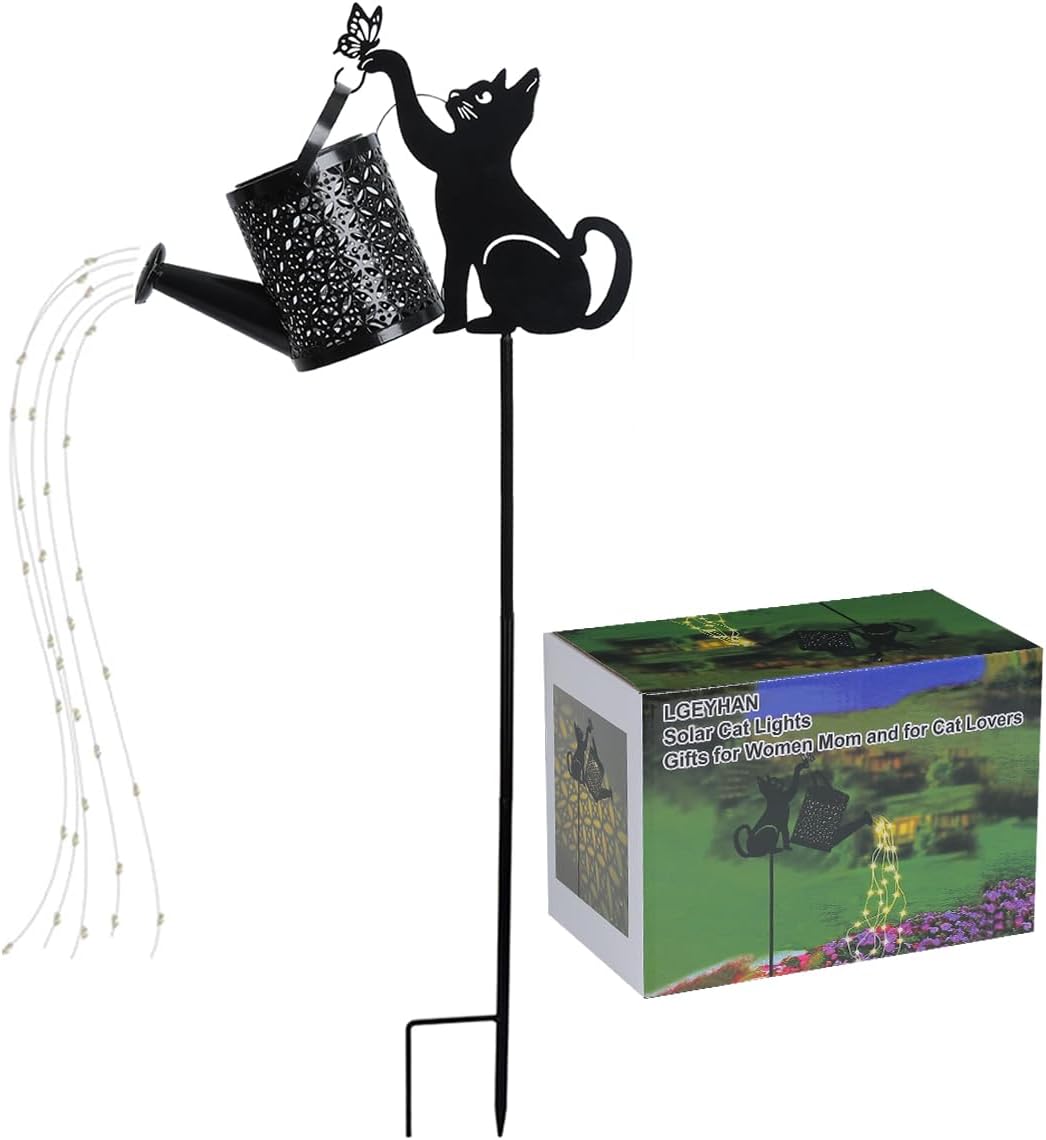 Black Cat Gifts - Solar Cat Garden Statue,Black Metal Garden Decor,Yard Decor Stakes with Lantern, Gifts for Women Mom and Grandma or for Cat Lovers - Image 6