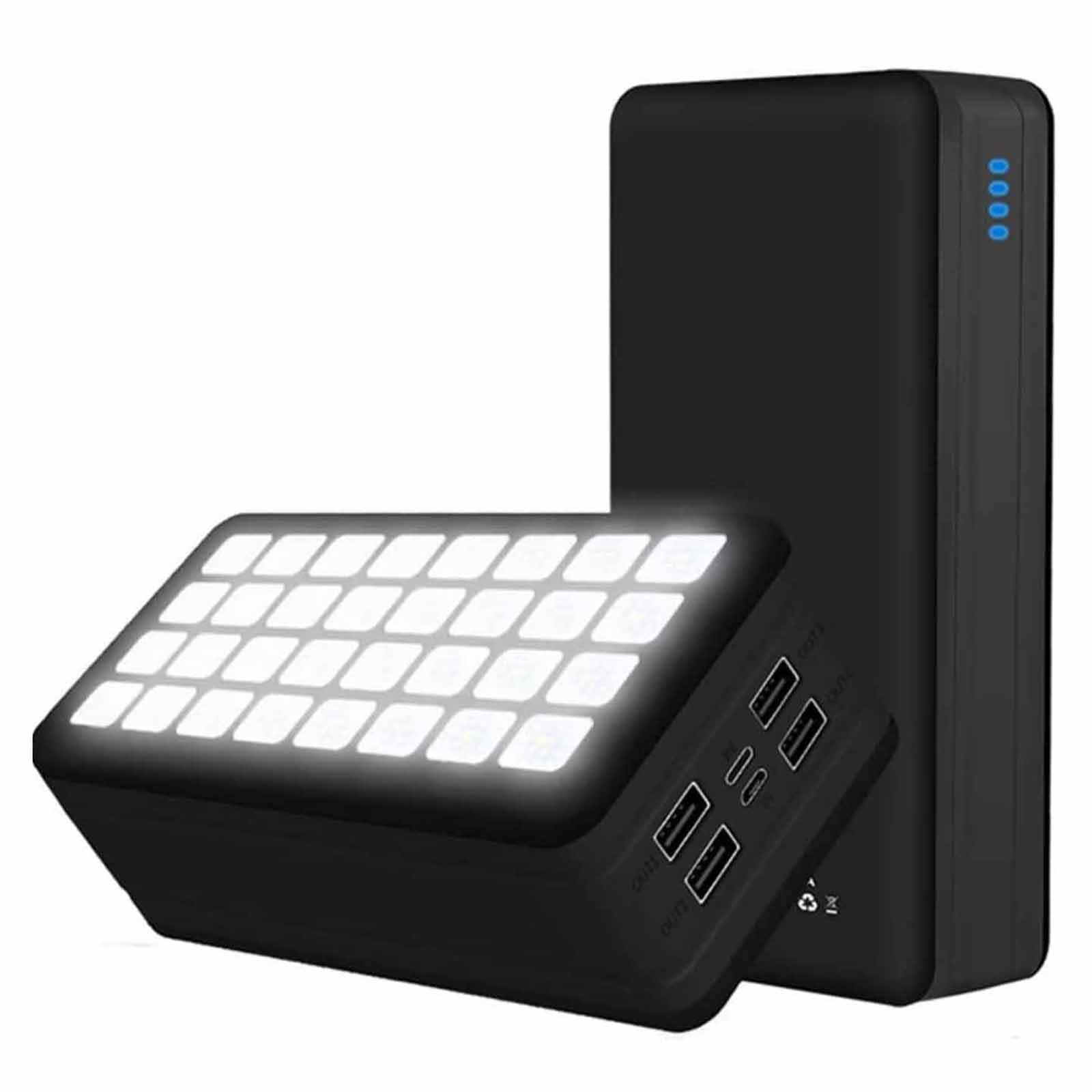 Banco De Energía De 50000 Mah, Linterna De 32 LED, Cargador Portátil De 10 W con 4 Salidas USB Y 2 Entradas, Batería Externa De Gran Capacidad para Teléfonos Y Dispositivos Móviles.