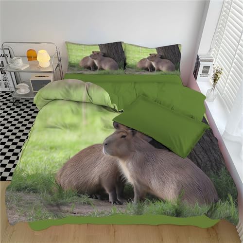 Parure de lit 140x200 capybara 3D réversible avec housse de couette microfibre douce - 2
